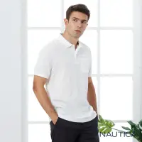 在飛比找momo購物網優惠-【NAUTICA】男裝低調條紋刺繡短袖POLO衫(白)