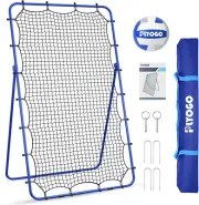 Volleyball Rebounder Net, 4×7FT Bounce Back Practice Net with 5 Adjustable Angle