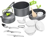 Yardwe 1 Set Camping Cookware Combination Picnic Cookware Outdoor Cookware Multiple Job Cookware Camping Cooking Stove Grilling Accessories Simple Camping Cookware Aluminum Alloy Green