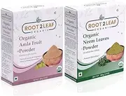 Root2Leaf Organic Amla Fruit Powder and Neem Leaf Powder Combo pack 100g + 100g
