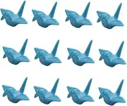 JapanBargain Set of 12 Blue Porcelain Chopstick Rest Origami Crane Shape 4820