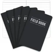Field Notebook/Pocket Journal - 3.5"X5.5" - Black - Lined Memo Book - Pack of 5
