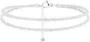[LUXYSODE] Silver Anklets for Women,Dainty Layered Waterproof Adjustable Anklet, Beach Ankle Bracelets Jewelry for Women, Large, Brass, No Gemstone