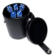 16mm Blue Transparent Dice + Deluxe Dice Cup with Storage Compartment Sealed Box