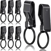 [Threan] 8 Pieces Belt Key Clip Heavy Duty Key Holder for Belt Security Metal Belt Clip for Keys Belt Clip Key Chain for Men Women Home Office Supplies, Black, Black