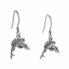 Azaggi 925 Sterling Silver Leaping Marlin Fish Sea Fishing Drop Hook Earrings
