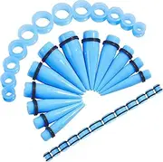 [Longbeauty] 36 Pieces 10 mm - 20 mm Ear Gauges Stretching Kit Acrylic Tapers Ear Stretching Kit and Hard Silicone Tunnel Ear Stretcher Expanders