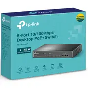 TP-Link TL-SF1008P 8-Port 10/100Mbps Desktop Unmanaged Switch 4-Port PoE 57W IEEE 802.3af, Fanless TL-SF1008P