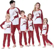 [Benaive] Matching Family Christmas Pajamas Set Boys Girls Holiday Pjs for Women Men Sleepwear