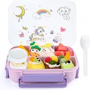 Bento Lunch Box for Kids, Lunch Box for Girls, Lunch Containers for Kids Toddlers Adults School | 4 Compartments |UPGRADE Easy to Open (Purple)