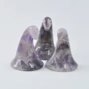 Natural Dream Amethyst Halloween Wizard Hat Quartz Carved Crystal Gem Ornaments