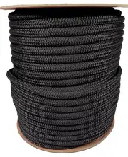 ANCHOR ROPE DOCK LINE 3/8" X 300' DOUBLE BRAIDED 100% NYLON BLACK MADE IN USA