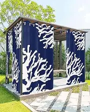 HilariousM Waterproof Outdoor Curtains for Patio, Gazebo & Backyard - Coral Blue Weatherproof UV Protection Grommet Outside Curtains, 1 Panels 54x84 inches, Summer Ocean Abstract Home Decor
