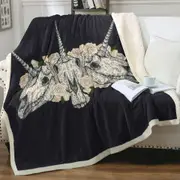 Cool and Scary Unicorn Skulls Throw Blanket