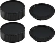 Create idea 2 Sets Body Cap Lens Rear Cover Cap Replacement Kits Compatible with Leica M-Mount Lens Cameras Protective Dust Covers Caps Black