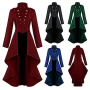Retro Vintage Punk Gothic Medieval Coat Masquerade Tuxedo Ren Faire Vampire Plague Doctor Formal Style Vintage Style Solid Colored Women's Steampunk Christmas