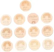 Hohopeti Infant Commemorate Milestone Cards Baby Birth Month Cards Set Photo Props Wooden Milestone Discs for Newborns