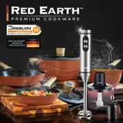 NEW Red Earth™ Premium Cookware 7pc Set + Mighty Mix™ 3-in-1 Blender S