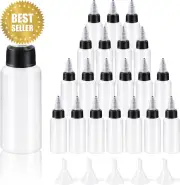 25Pcs 1oz LDPE Squeeze Bottles with Twist Cap & Funnels for Ink, Oils, Liquids