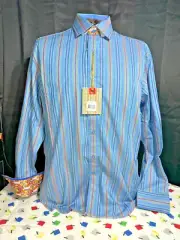 Robert Graham GLORY Blue Green Orange Striped Casual Shirt - Sz. L - NWT