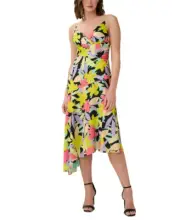 Aidan by Aidan Mattox Women's Asymmetrical Midi Dress (Coral Multi, 4)