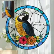 Custom Parrot Portrait Stained Glass Suncatcher, Parrot Portrait Suncatcher