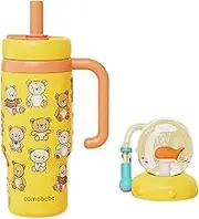 24oz Whale Fountain Tumbler with Handle, Stainless Steel Drinking Cup with Whale Squirt, Spill-Proof Whale Sprinkler Sippy Cup with Two Lids, Kids, Teens, and Adults