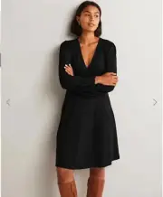 NWT Boden Black Easy Fixed Wrap Jersey Dress Size 2