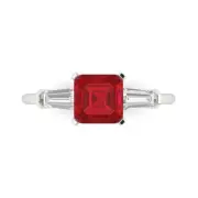 1.62Ct Square Emerald Cut Pink Tourmaline Solid Gold Engagement Promise Ring