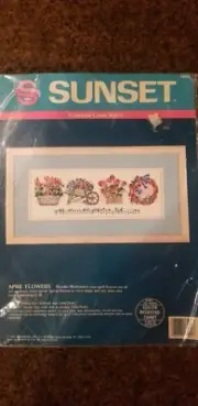 * Vintage Dimensions Counted Cross Stitch APRIL FLOWERS Kit 16" x 6" NEW