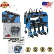 Garage Power Tool Storage Rack with Built-in Power Strip and 8 Charging Outlets