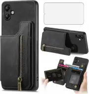 Phone Case for Samsung Galaxy A04e Wallet Cell Cover with Tempered Glass Screen