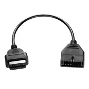 Black 12 Pin OBD1 Male /OBD2 16Pins Female Connector Replacement Adapter