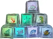 8 Pieces Ice Cubes Bath Toy Light Up Bath Toys Light Up Cubes for Bathtub Kids Multicolor Bath Glow Cubes LED Cube with Sea Pattern Water Activated Light Up Sensory Toy