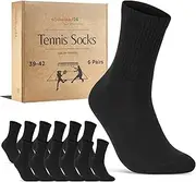 [sockenkauf24] Men's Tennis Socks (6 Pairs) Sports Socks with Reinforced Heel & Toe Padded Sole Cotton Breathable Retro Crew Socks