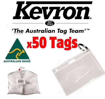 Kevron ID ACCESS Card Holders Pack x 50 Tags + 50 Split Rings - Mega Bulk Lot
