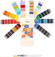 Grabie Watercolor Paint Set, 56 Colors Handheld Watercolor Set with Water Brush Pen, Palette and Removable Sponge, Portable Watercolor for Artists, Amateur Hobbyists and Painting