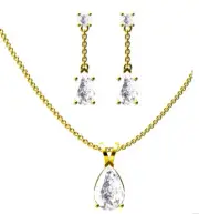 4ctw Pear Shaped Diamond Pendant Pear Shaped Diamond Earrings 18k Gold Chain HMD