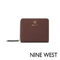 在飛比找PChome24h購物優惠-NINE WEST LINNETTE 純色方型拉鍊短夾-黑巧