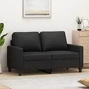 2-Seater Sofa Black 120 cm Faux Leather Modern Couch Living Room Furniture
