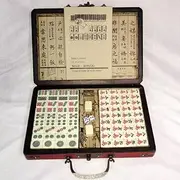 Dwellia Classic Mahjong Set - Authentic Chinese Style Tiles, Free English Manual, Clear Number Symbol Engravings, Vintage Packaging, Includes 2 Spare Tiles and 2 Dice
