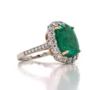 3Ct Cushion Cut Moissanite Emerald Engagement Wedding Ring 14K White Gold Plated
