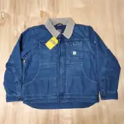 Carhartt Blue Denim Jacket Men's Size XL Outdoor Sherpa Lined Full Zip
