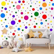 1240Pcs Polka Dot Wall Decals Colorful Boho Wall Decal Peel and Stick Kids Wall Decals Removable Round Circle Rainbow Wall Stickers for Girls Baby Playroom Nursery Classroom Bedroom Living Room Decor