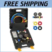 Hybrid Anti-Shock AC Manifold Gauge with Color-Coded Hoses & Moisture Indicator