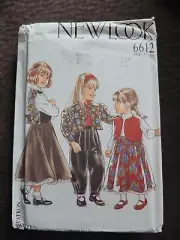 New Look Pattern 6612 Girls Ruffle Tunic Split Leg Pants Tank Top 4-10