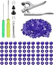 uxcell Plastic Snaps Fasteners with Snap Pliers, 150 Set T5 Round Resin No-Sew Button Snap Fasteners Kit for Clothing Sewing Diapers Bibs Crafting, Purple