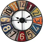 Large Outdoor Garden Wall Clock, Round Antique Sticker Garden Clock Open Face Metal Waterproof Outdoor Clock Indoor Outdoor Decoration Mute Quartz Wall Clock Outside Clock(23in,60c
