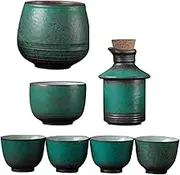6 Pcs Traditional Drinkware Japanese Sake Set and 4 Cups Ceramic Gift Set with Warmer Bowl for Sake Lovers Sake Drinking Set