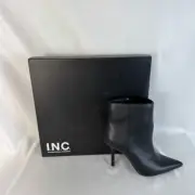 INC International Concepts Black Heeled Boots with Pointed Toe and Stiletto Heel